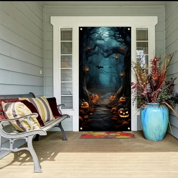 New Door Banner Bats & Pumpkins Halloween. - Picture 3 of 6